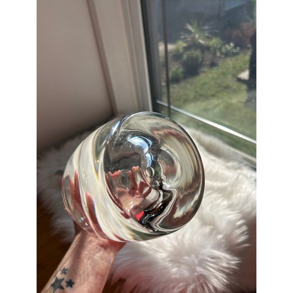 krosno very heavy glass decanter with controlled bubble alcohol bar cart MCM - Picture 2 of 8